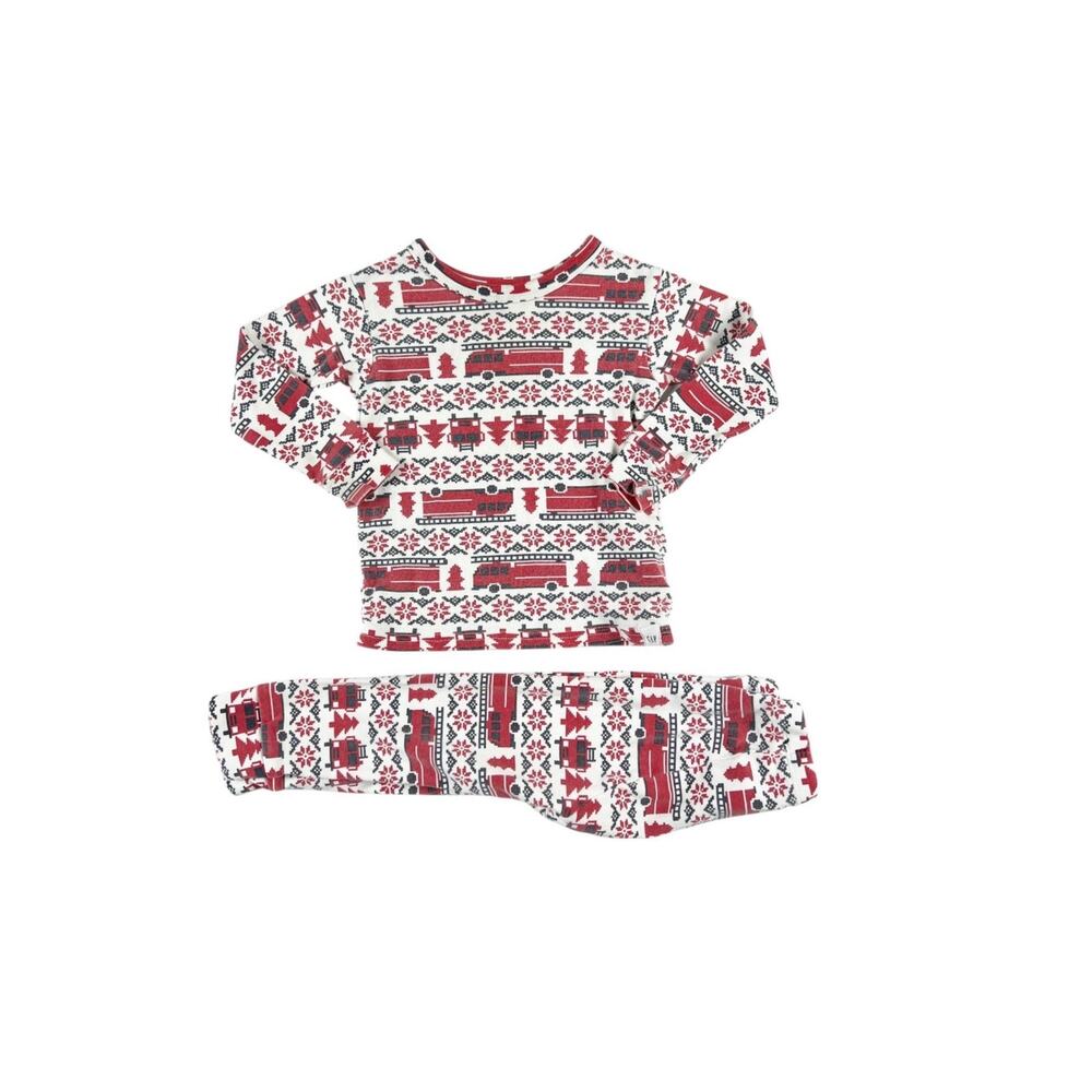 Gap Fire Truck Holiday Fair Aisle Pajamas 18-24 months